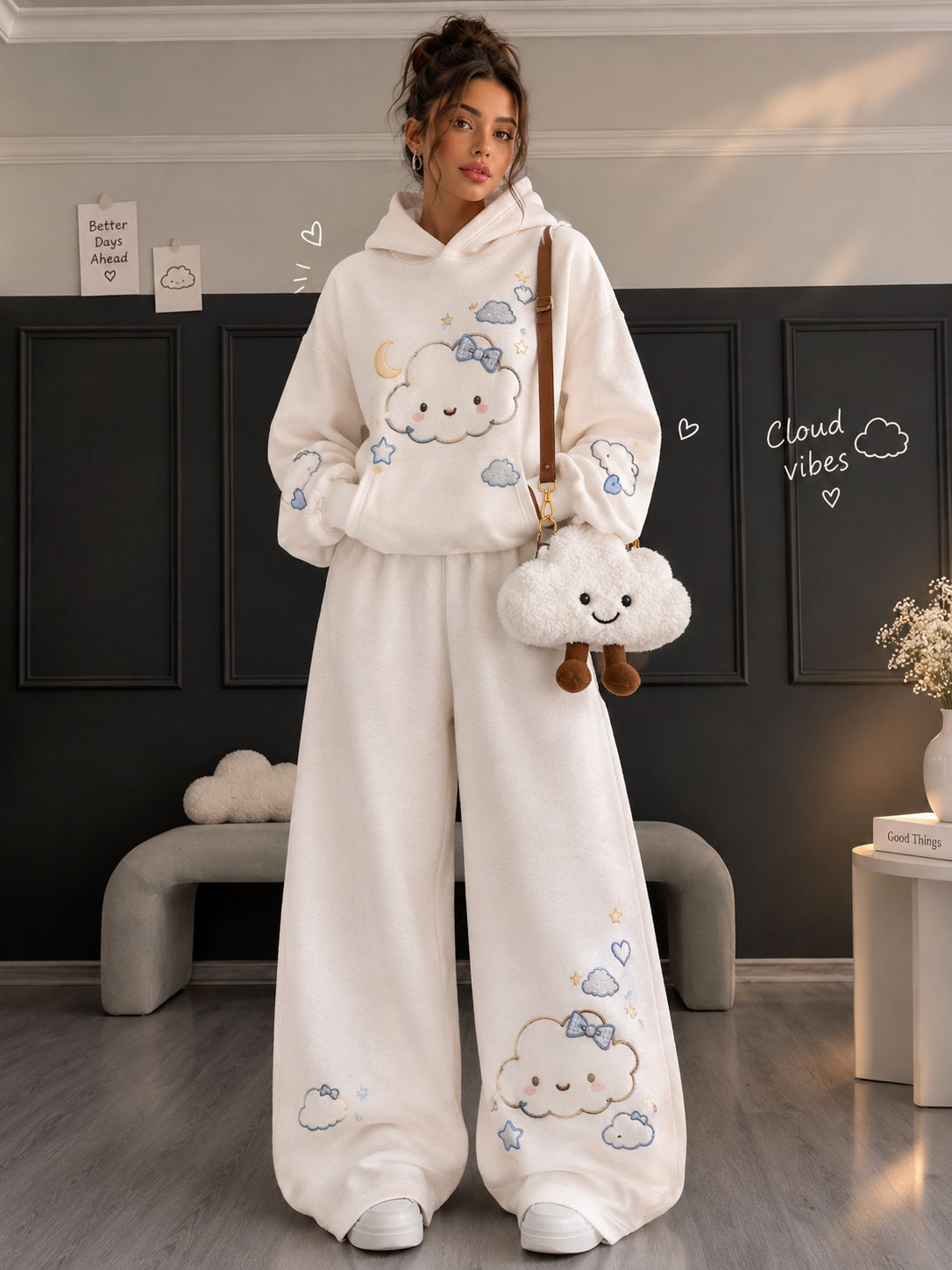 ست 3 تیکه ابری همراه با کیف 🥰